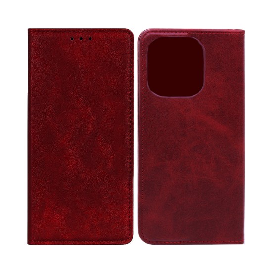Leather Flip Cover With Internal Pocket For Oppo A5 Pro Red